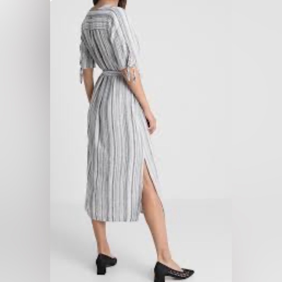 Gap Striped Gray Midi Shirt Dress - Picture 3 of 15